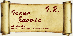 Irena Raović vizit kartica